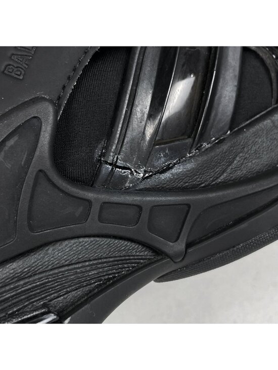 Balenciaga Track Slide Sandals Shoes Leather Rubber Black